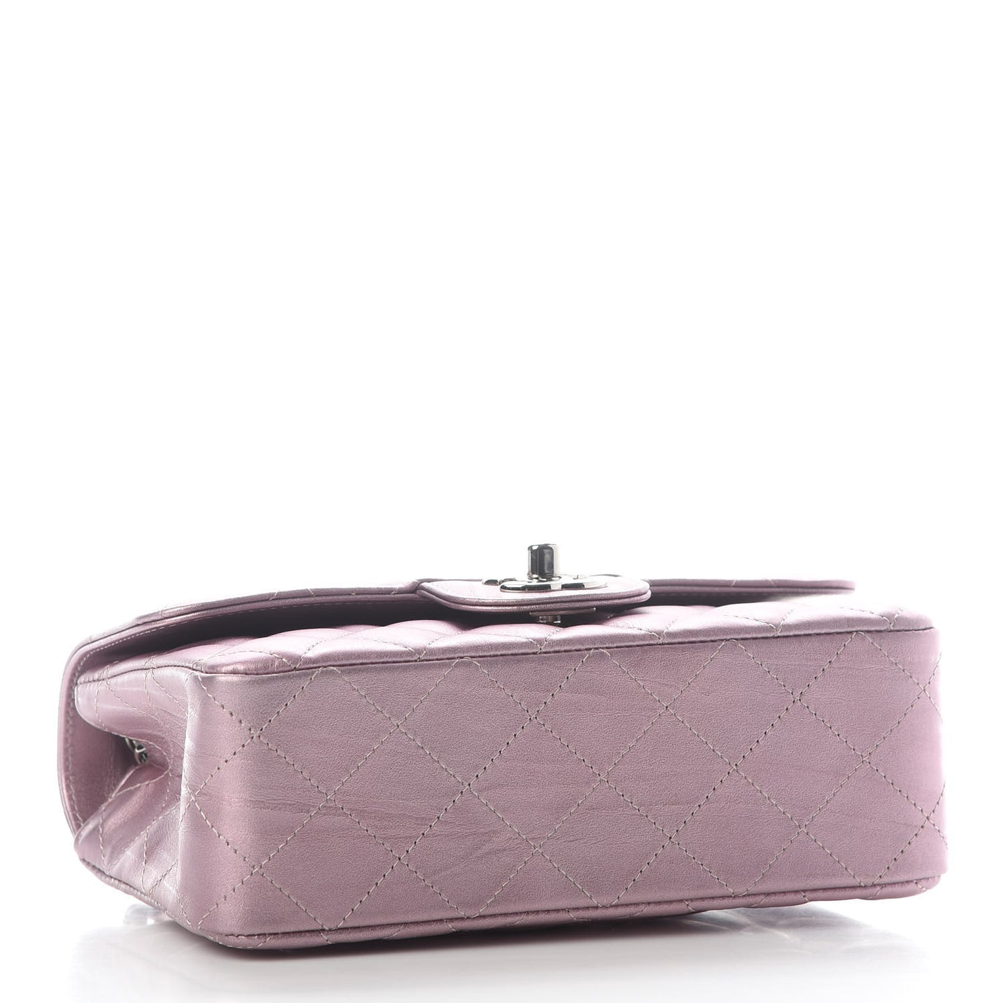 Metallic Calfskin Quilted Mini Rectangular Flap Pink