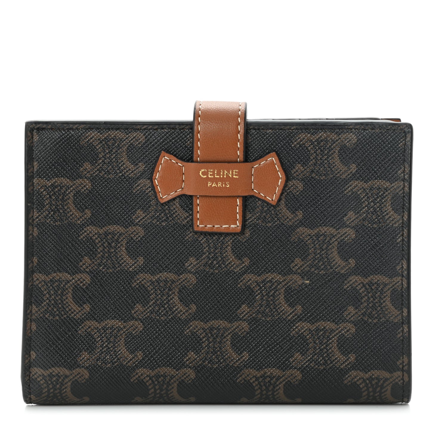 Canvas Triomphe Medium Strap Wallet Tan
