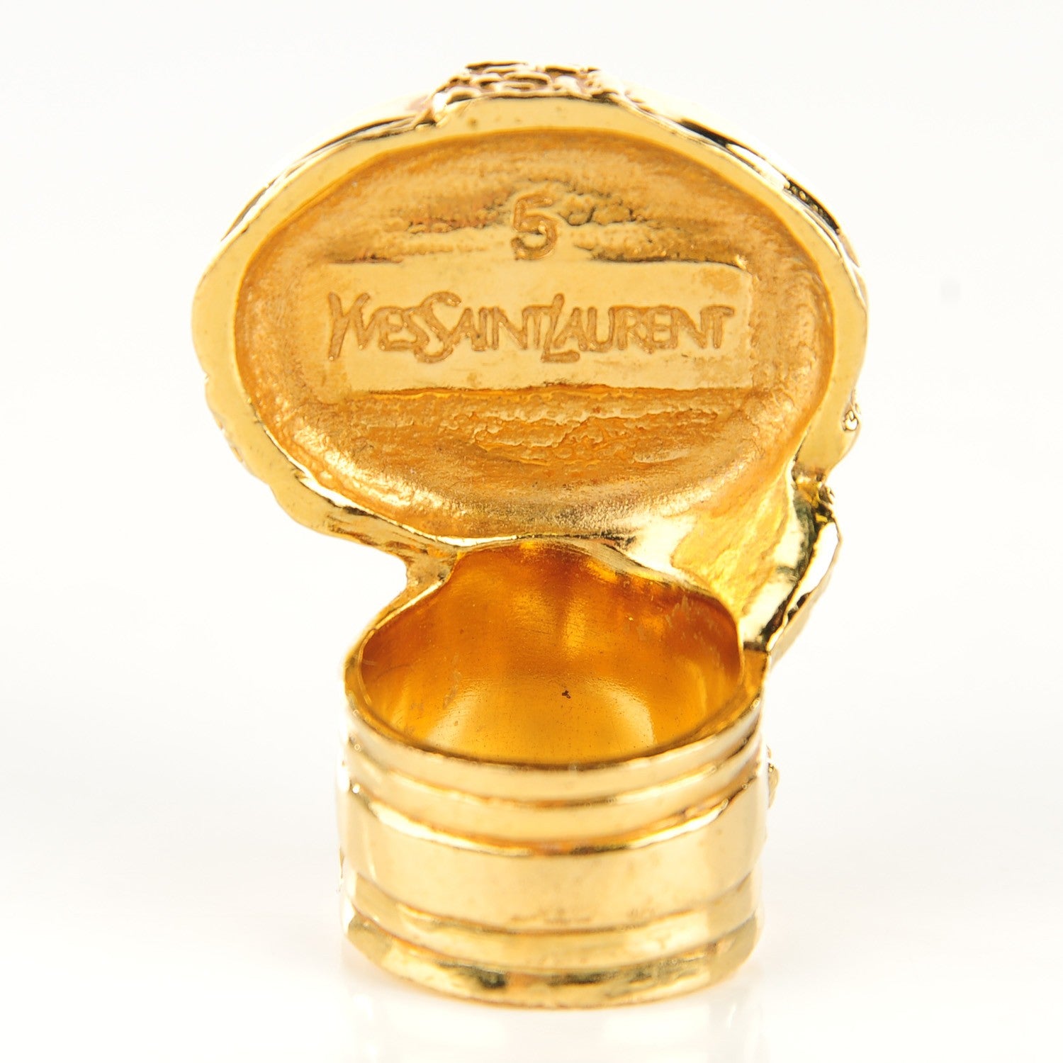 Saint Laurent Glass Cabochon Arty Ovale Ring 5 Gold Lapis 3 of 3