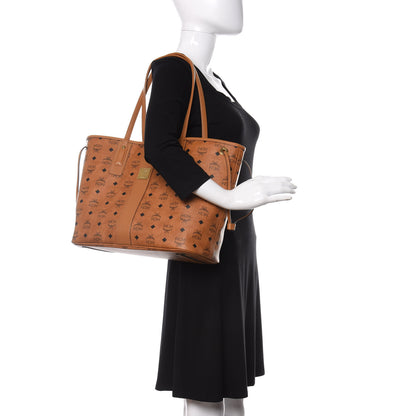 MCM Visetos Medium Liz Reversible Shopper Tote Cognac 2 of 19