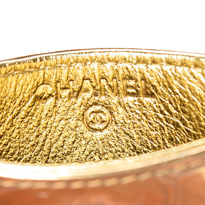 Chanel Metallic Calfskin Crocodile Embossed Cocodile Card Holder Gold 8 of 11