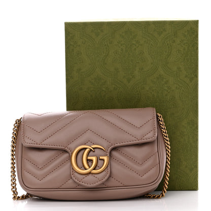 Gucci Calfskin Matelasse Super Mini GG Marmont Shoulder Bag Porcelain Rose 11 of 11