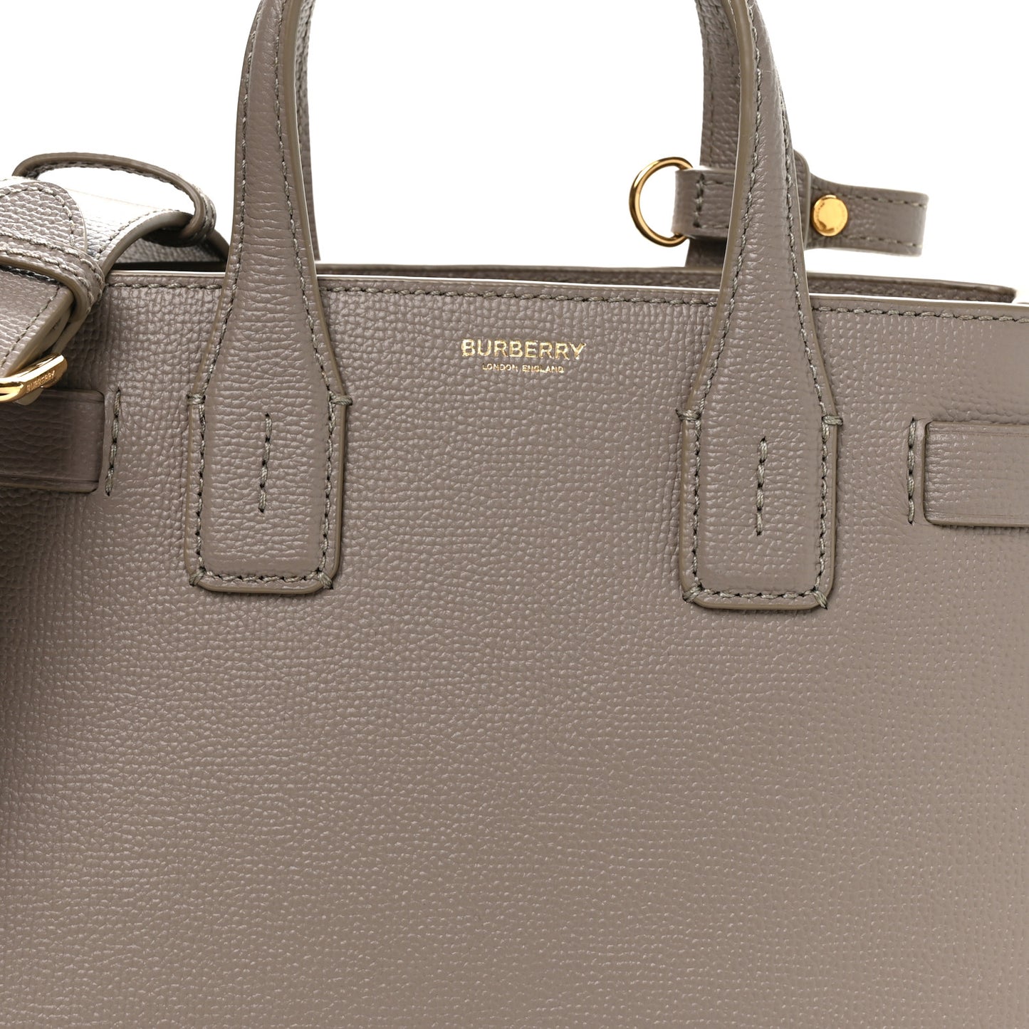 Grainy Calfskin House Check Small Banner Tote Taupe Brown