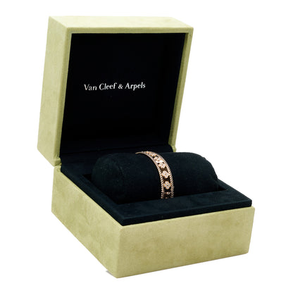 Van Cleef & Arpels 18K Rose Gold Diamond Perlee Clovers Bangle Bracelet M 5 of 5