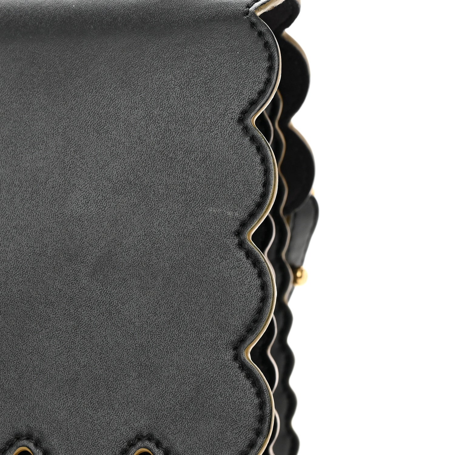 Fendi Vitello Liberty Scalloped Studded Kan I Shoulder Bag Black 17 of 17