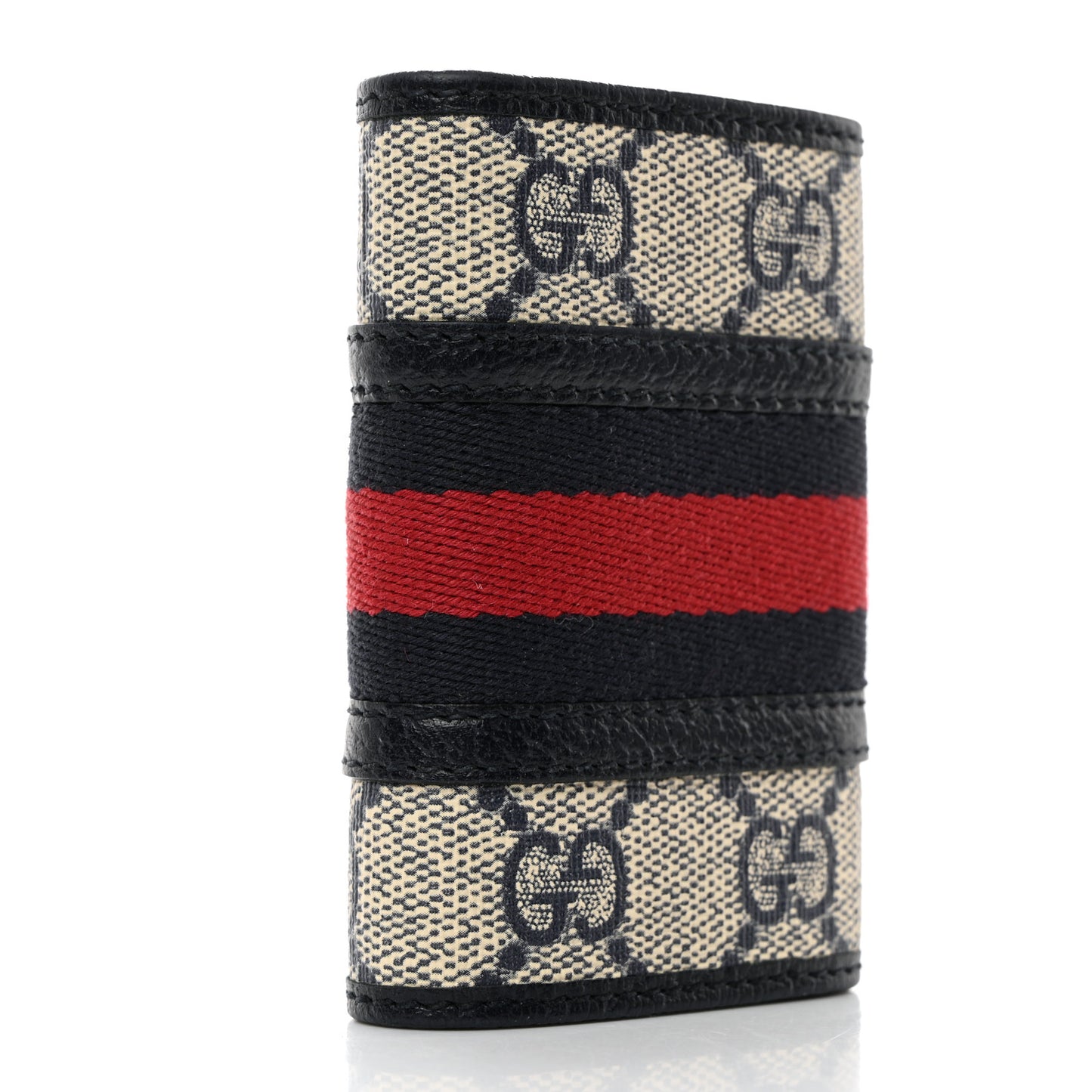 GG Supreme Monogram Web Ophidia 6 Key Holder Case Beige Blue
