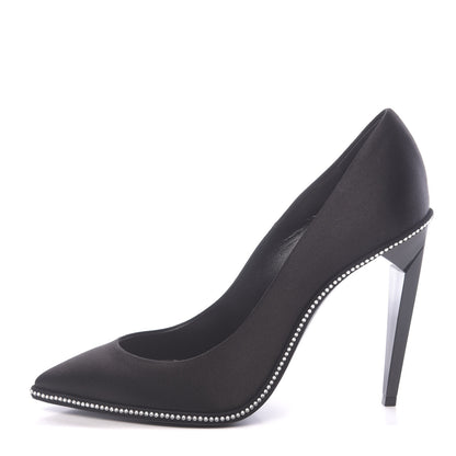 Saint Laurent Satin Crystal Embellished Freja 105 Pumps 37.5 Black 1 of 9