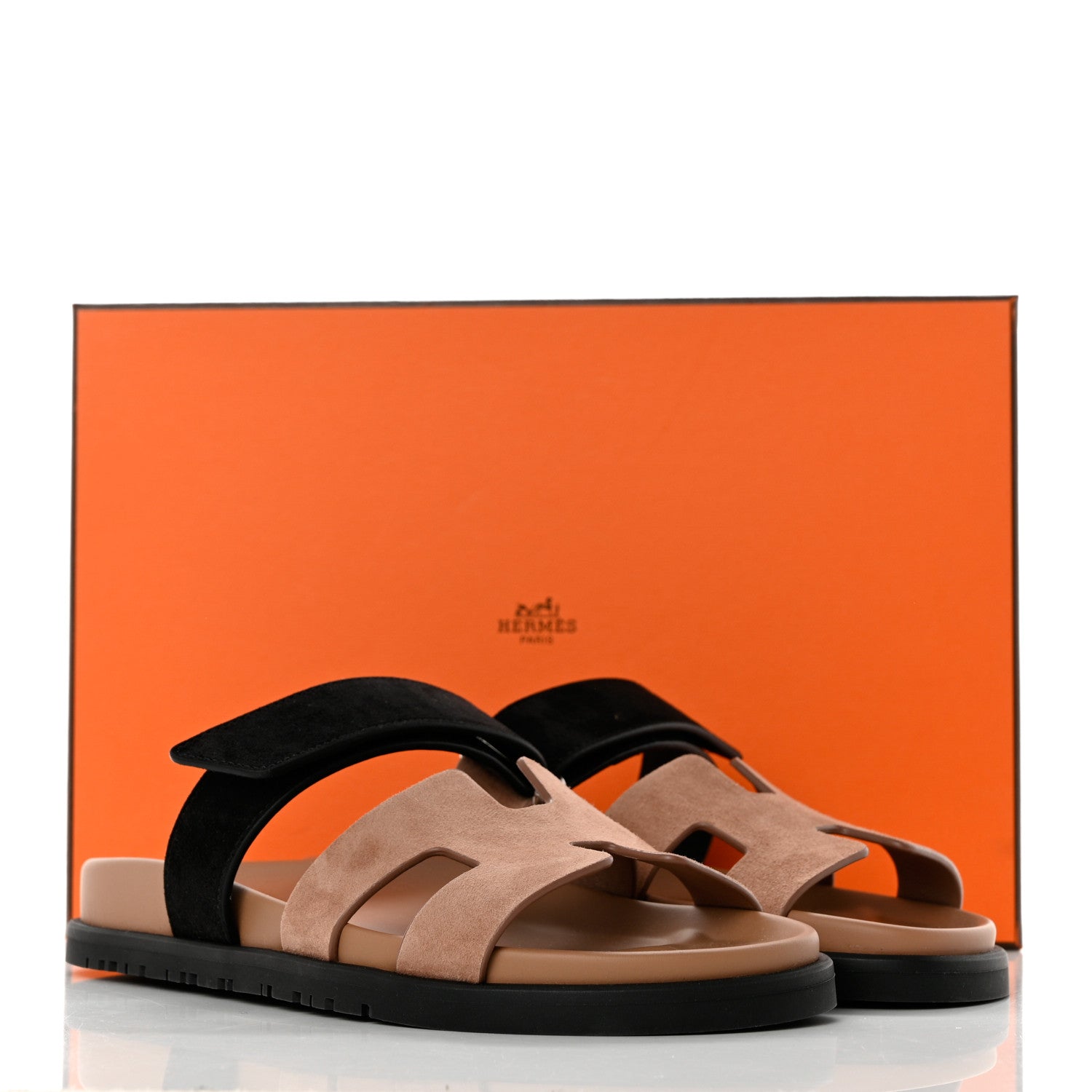 Hermes Suede Goatskin Womens Chypre Sandals 36 Rose Perle Black 10 of 10
