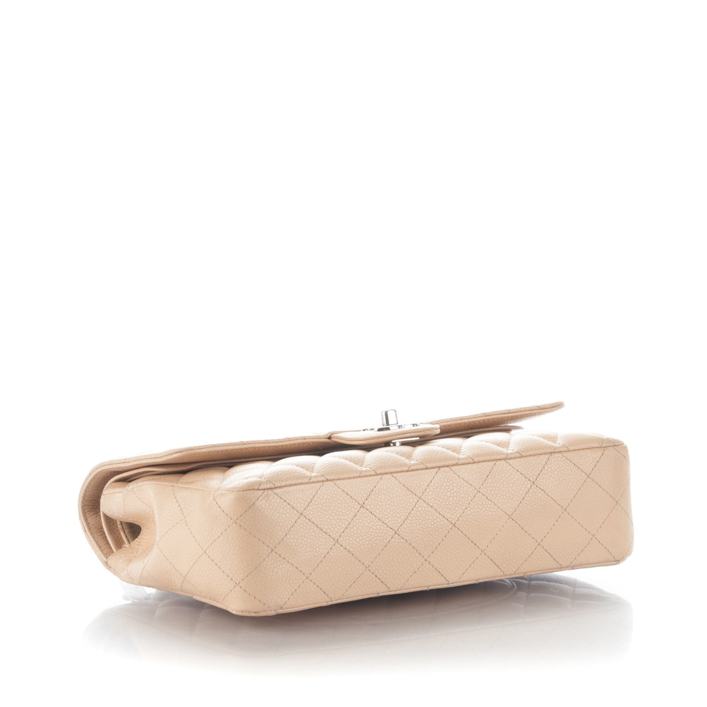 Caviar Quilted Medium Double Flap Beige Clair