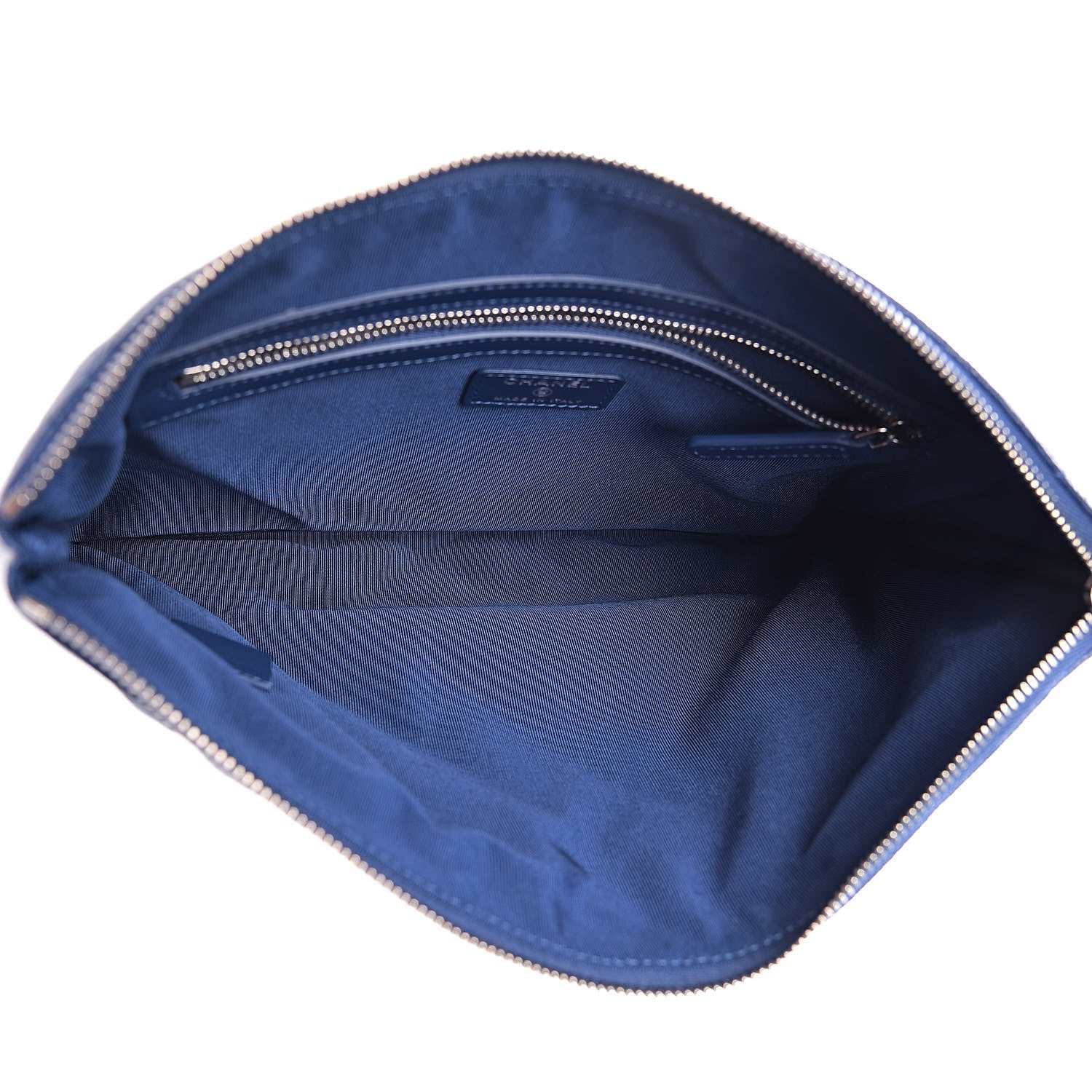Chanel Caviar Quilted Medium Cosmetic Case Blue 4 of 7