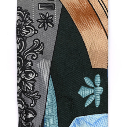 Hermes Silk Cavalleria D'Etriers Twilly Marine Canard Beige 6 of 7