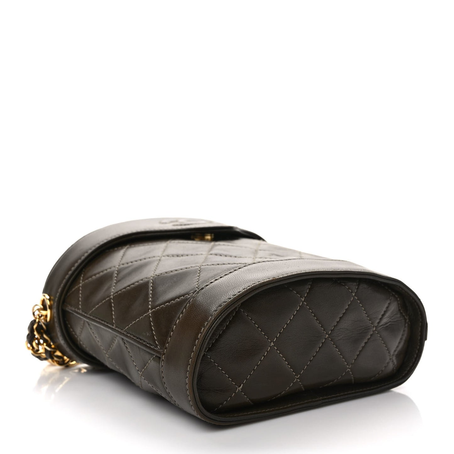 Lambskin Quilted Tassel Shoulder Bag Dark Brown