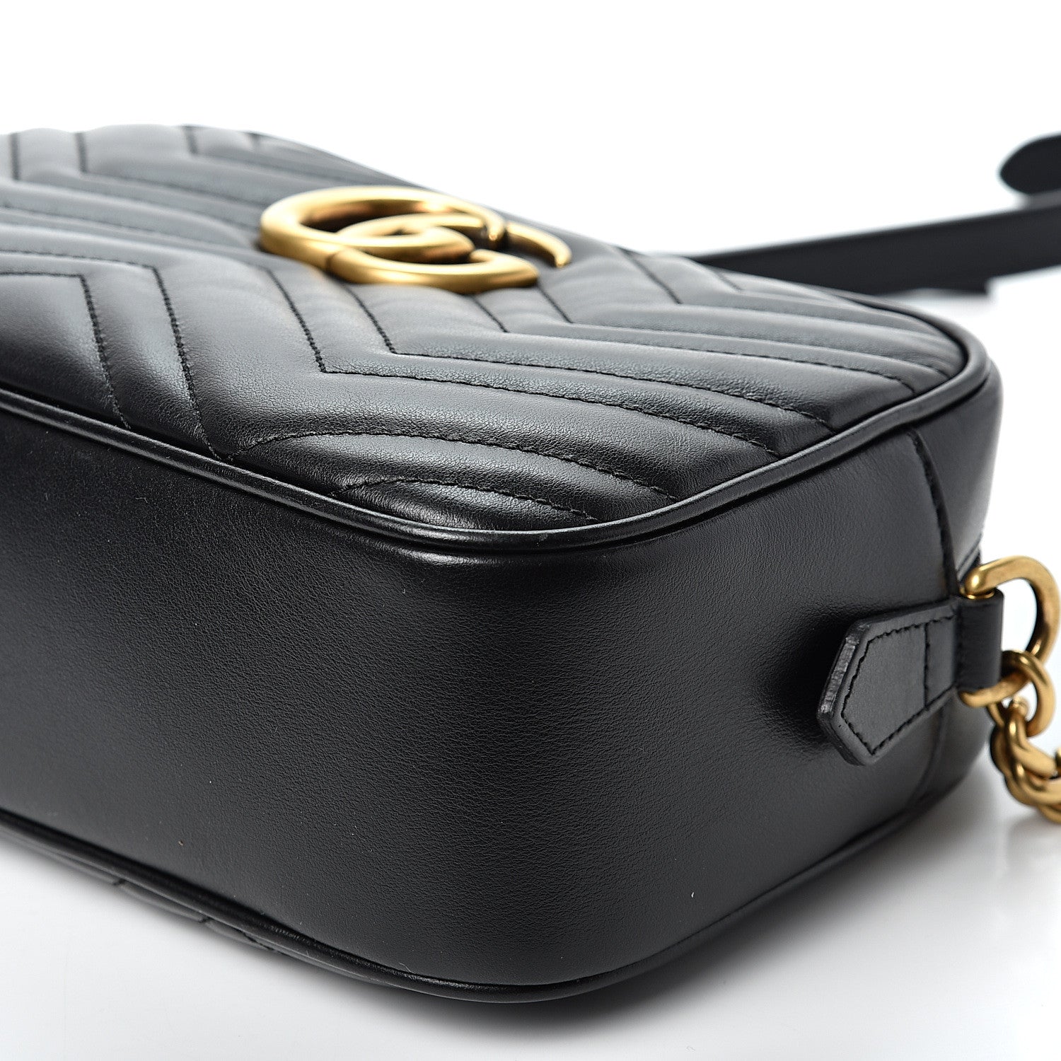 Gucci Calfskin Matelasse Small GG Marmont Chain Shoulder Bag Black 9 of 9