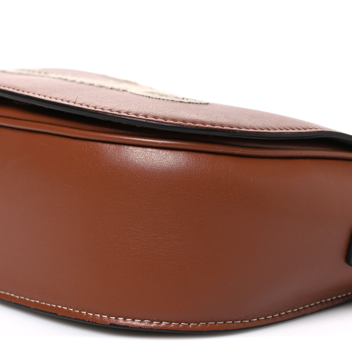 Celine Smooth Calfskin Cuir Triomphe Embroidered Folco Crossbody Bag Tan 10 of 10