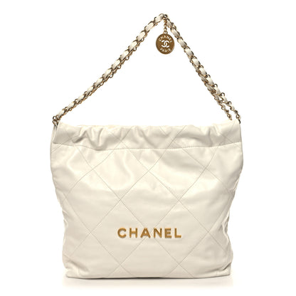 Chanel Shiny Calfskin Quilted Small Chanel 22 White 3 of 12