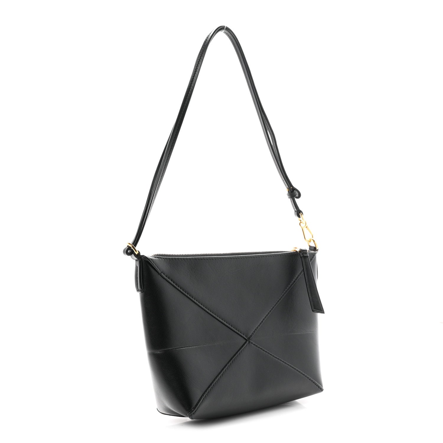 Loewe Shiny Calfskin Puzzle Fold Pouch Black 2 of 9