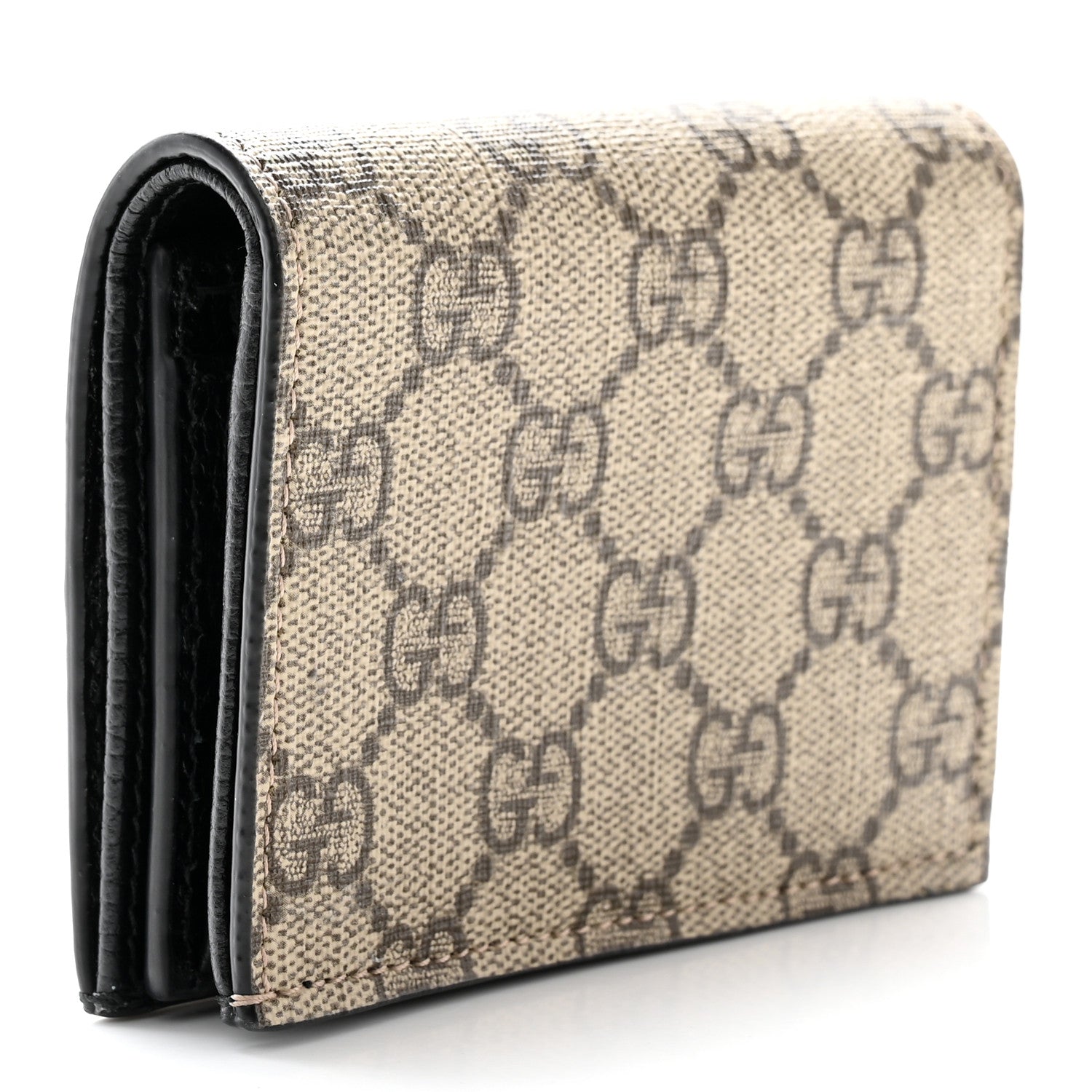 Gucci Dollar Calfskin GG Supreme Monogram GG Marmont Card Case Black Beige Ebony 3 of 9