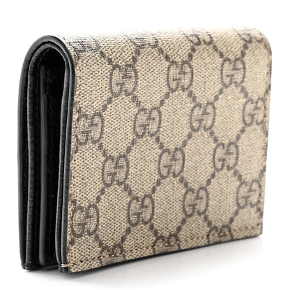 Gucci Dollar Calfskin GG Supreme Monogram GG Marmont Card Case Black Beige Ebony 3 of 9