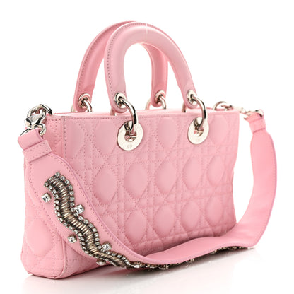 Christian Dior Lambskin Cannage Crystal Medium Lady D-Joy Light Pink 3 of 11