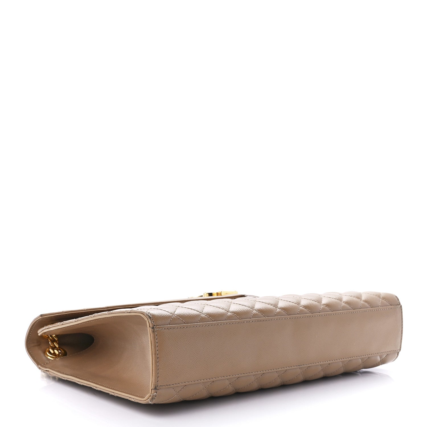 Saint Laurent Grain De Poudre Textured Mixed Matelasse Triquilt Large Monogram Satchel Cork 4 of 14