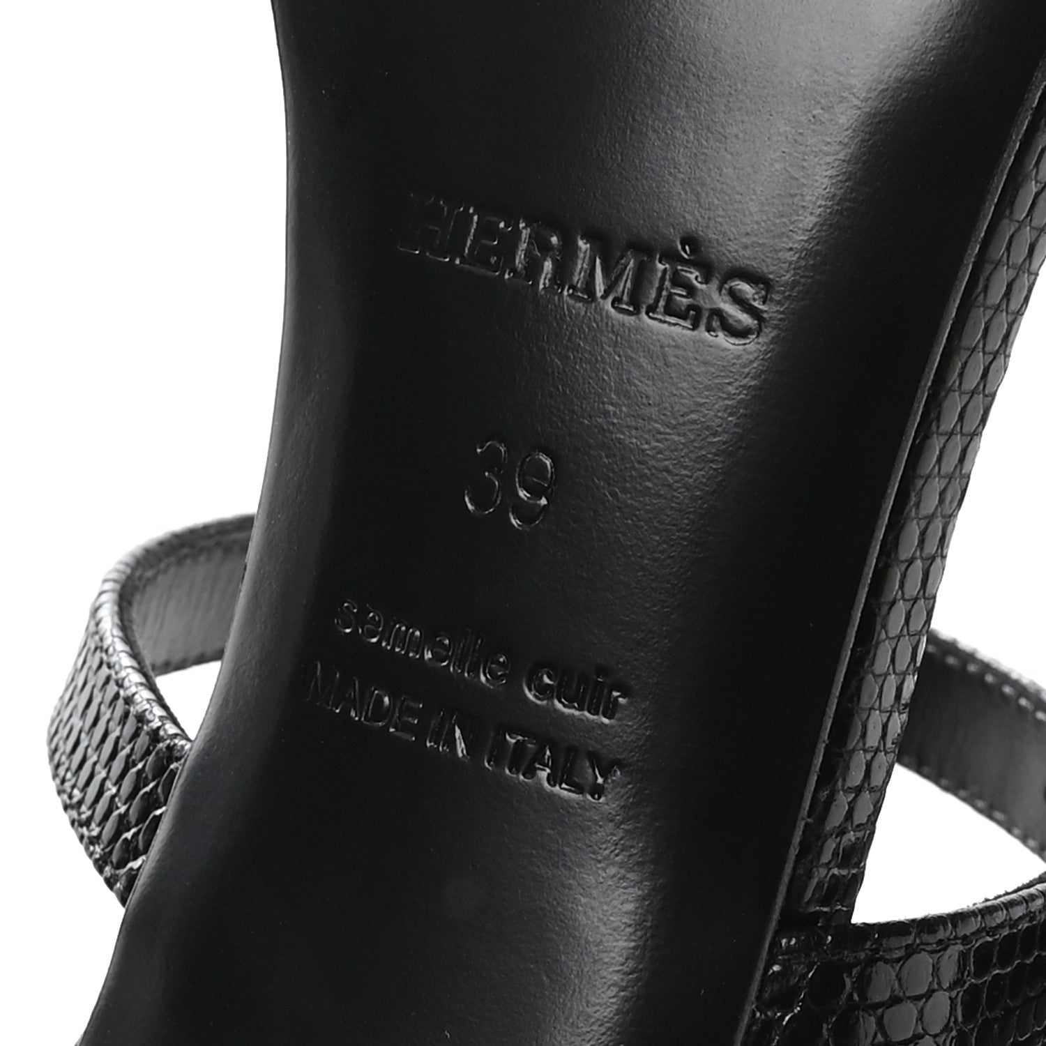 Hermes Lizard Premiere 90 Sandals 39 Black 6 of 9