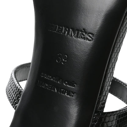 Hermes Lizard Premiere 90 Sandals 39 Black 6 of 9
