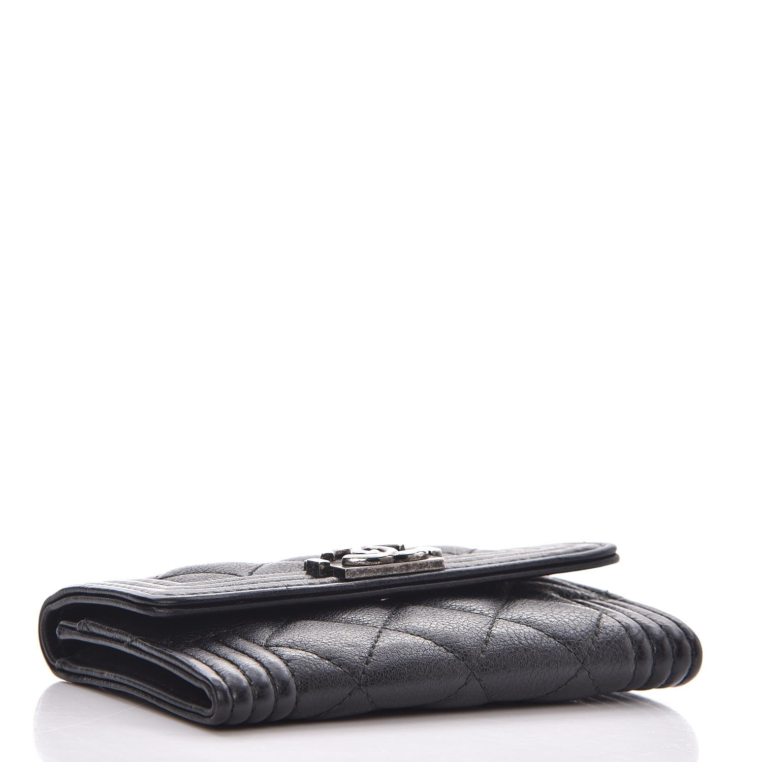 Chanel Calfskin Quilted Boy Card Holder Wallet Black 4 of 9