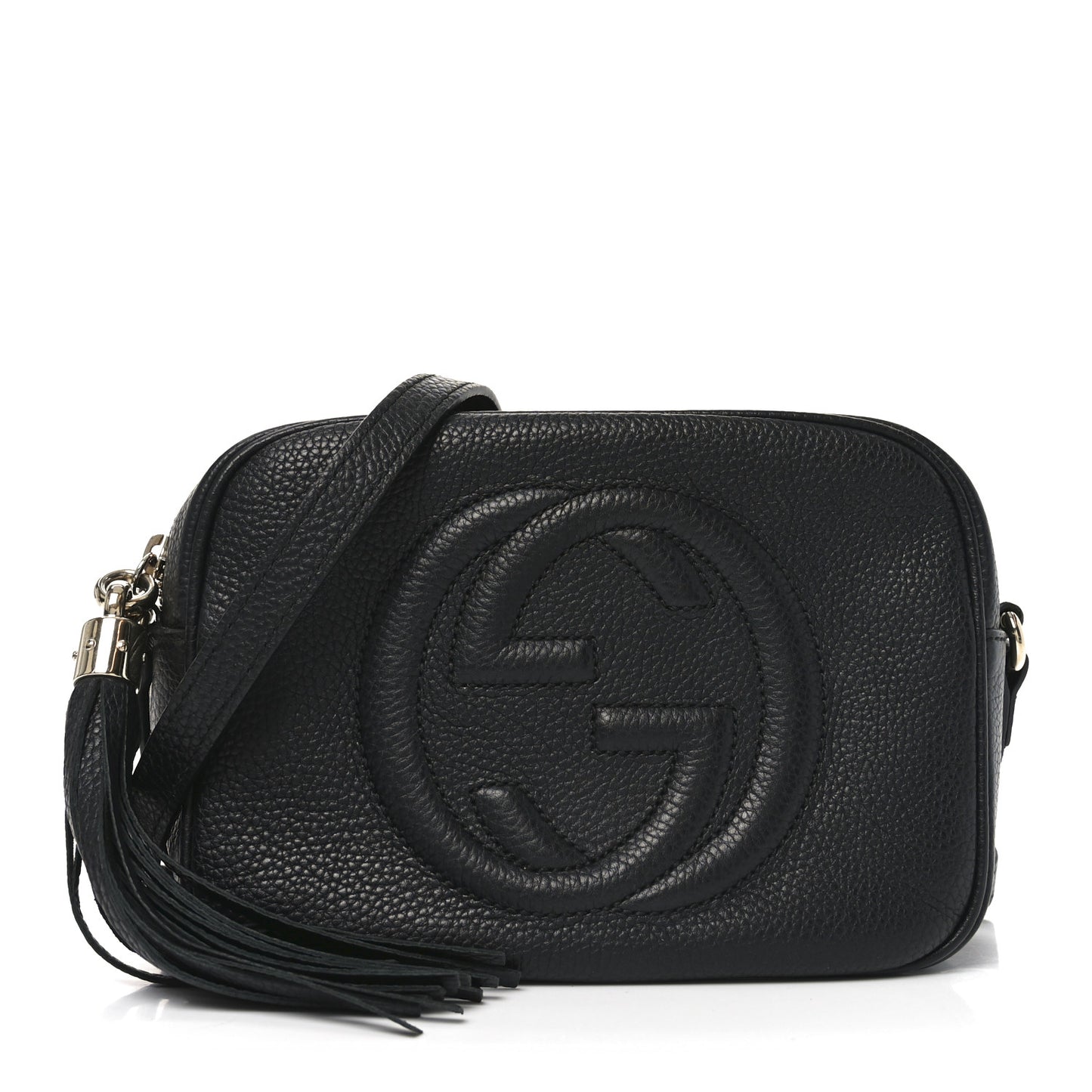 Pebbled Calfskin Small Soho Disco Bag Black