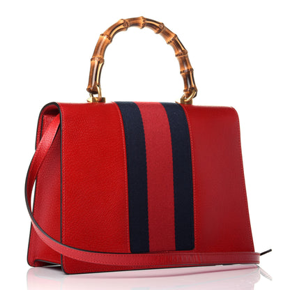 Gucci Calfskin Bamboo Web Medium Falena Moth Top Handle Bag Hibiscus Red 3 of 9