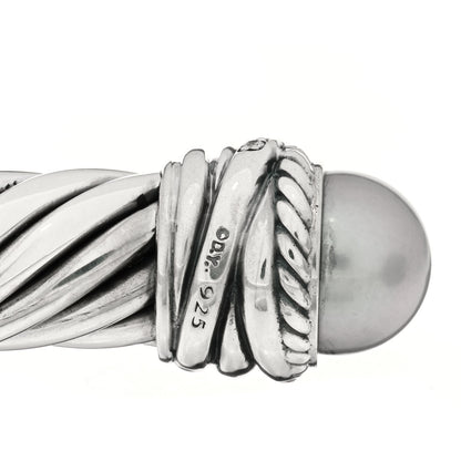 David Yurman Sterling Silver Diamond Pearl 10mm Crossover Hinge Bracelet 3 of 3