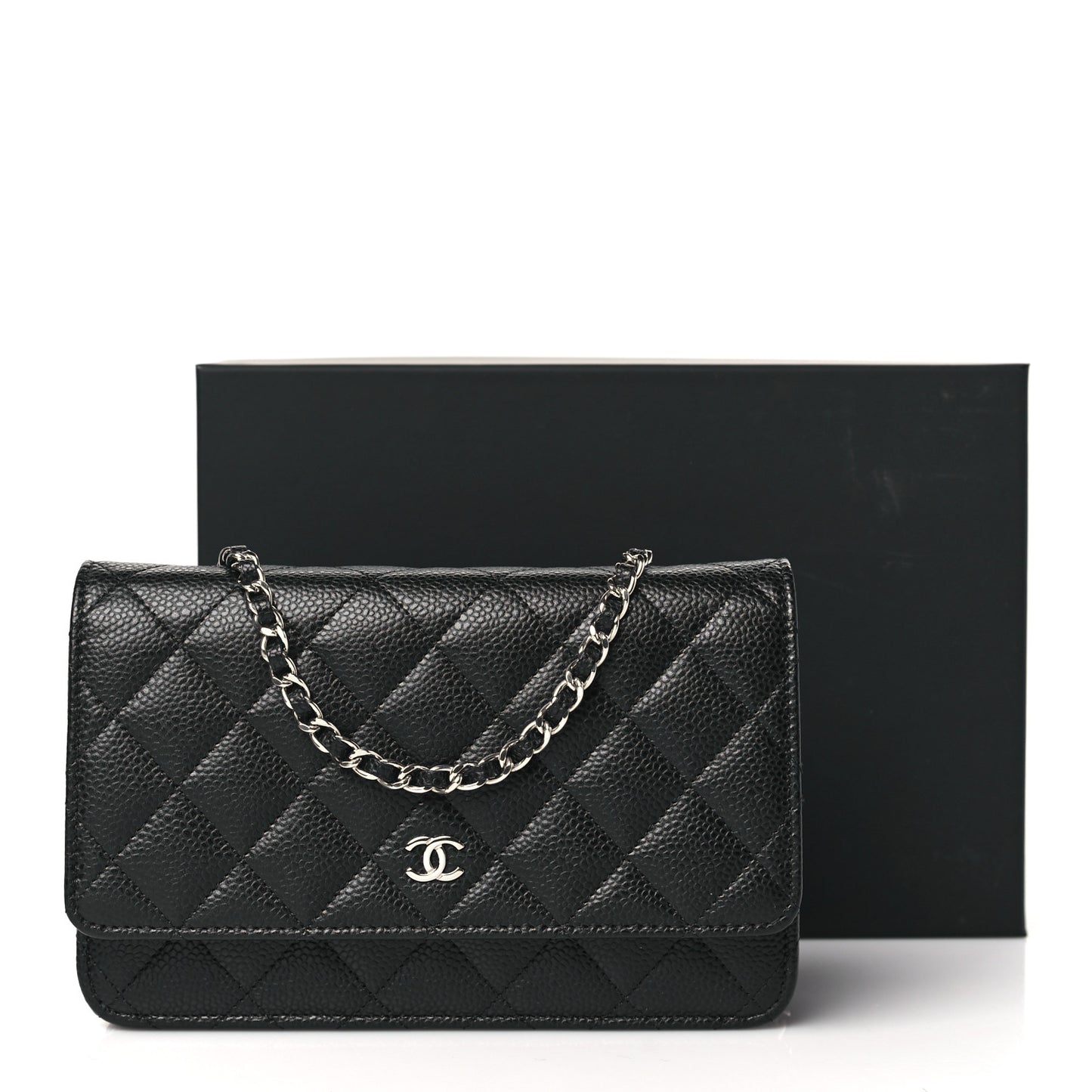 Caviar Quilted Wallet on Chain WOC Black