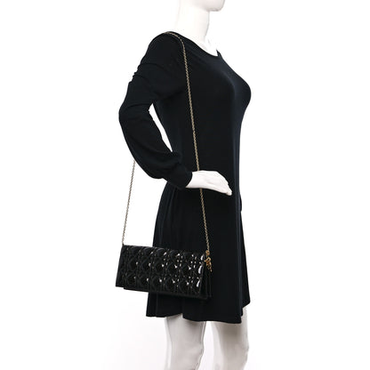 Christian Dior Patent Cannage Lady Dior Convertible Clutch Black 2 of 8