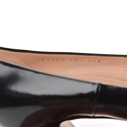 Gucci Polished Calfskin Removable Bee Elaisa Platform High Heel Pumps 38.5 Black 8 of 16