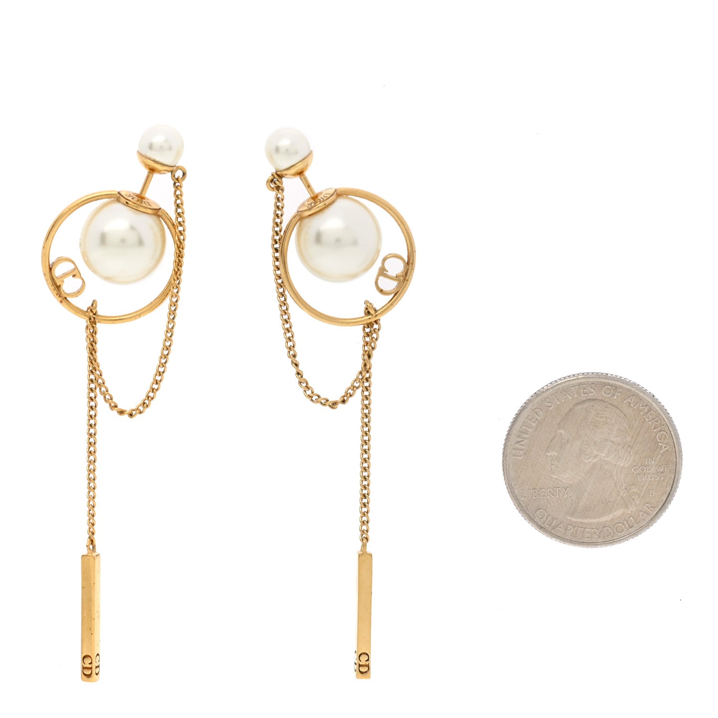 Pearl Tribales Dangle Chain Earrings Gold