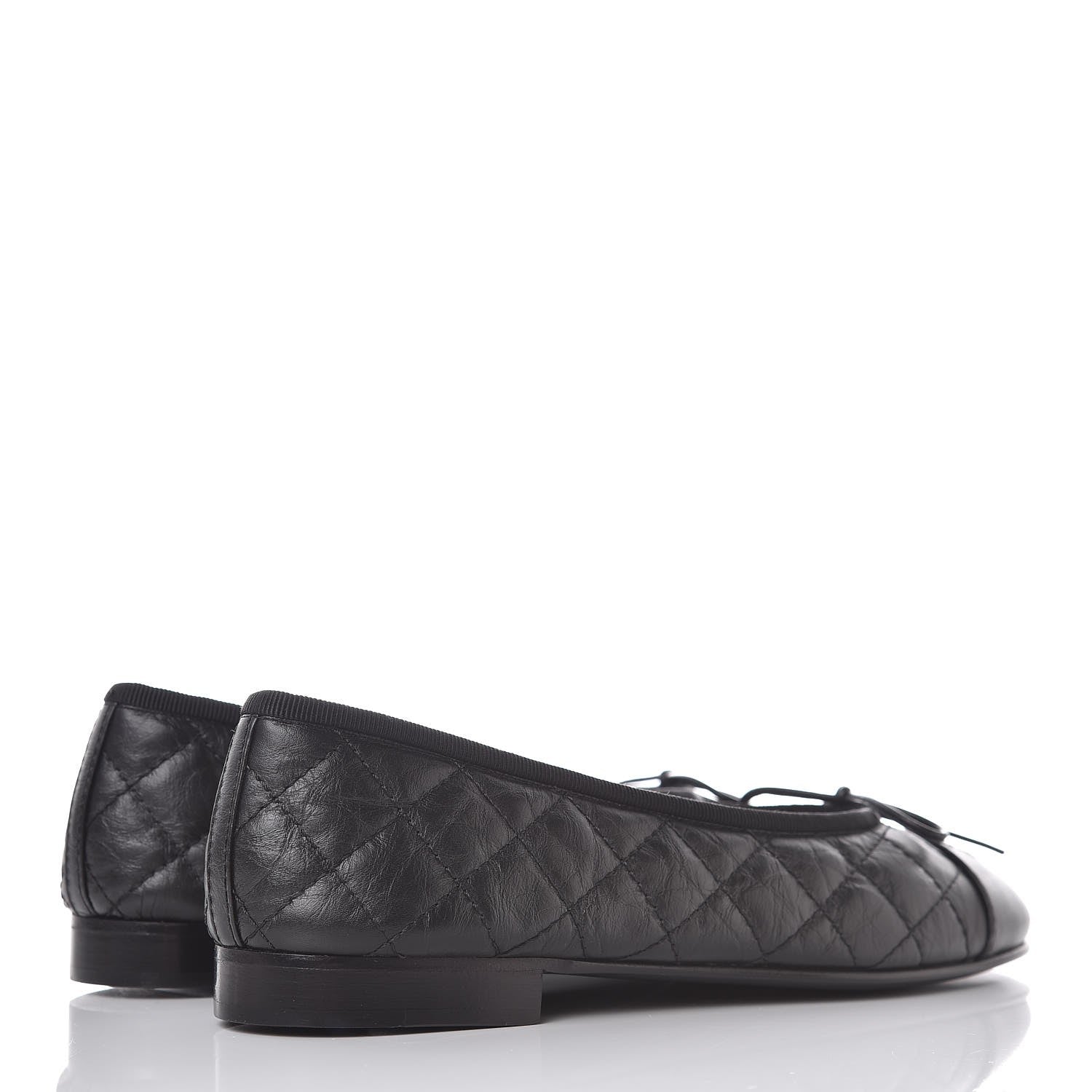 Chanel Aged Calfskin Quilted Cap Toe Ballerina Flats 36.5 Black 4 of 9