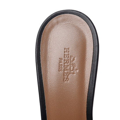 Hermes Calfskin Oasis Sandals 38 Black 7 of 8