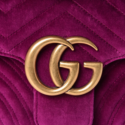 Gucci Velvet Matelasse Medium GG Marmont Shoulder Bag Fuchsia Violet Cyclamen 10 of 10