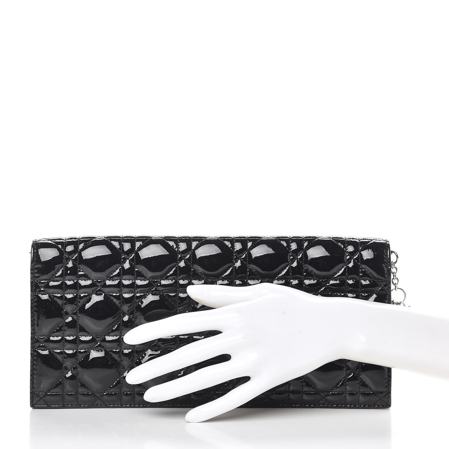 Patent Cannage Lady Dior Convertible Clutch Black