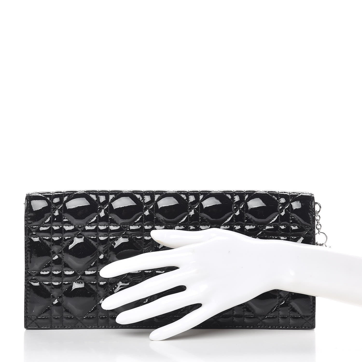 Christian Dior Patent Cannage Lady Dior Convertible Clutch Black 2 of 9