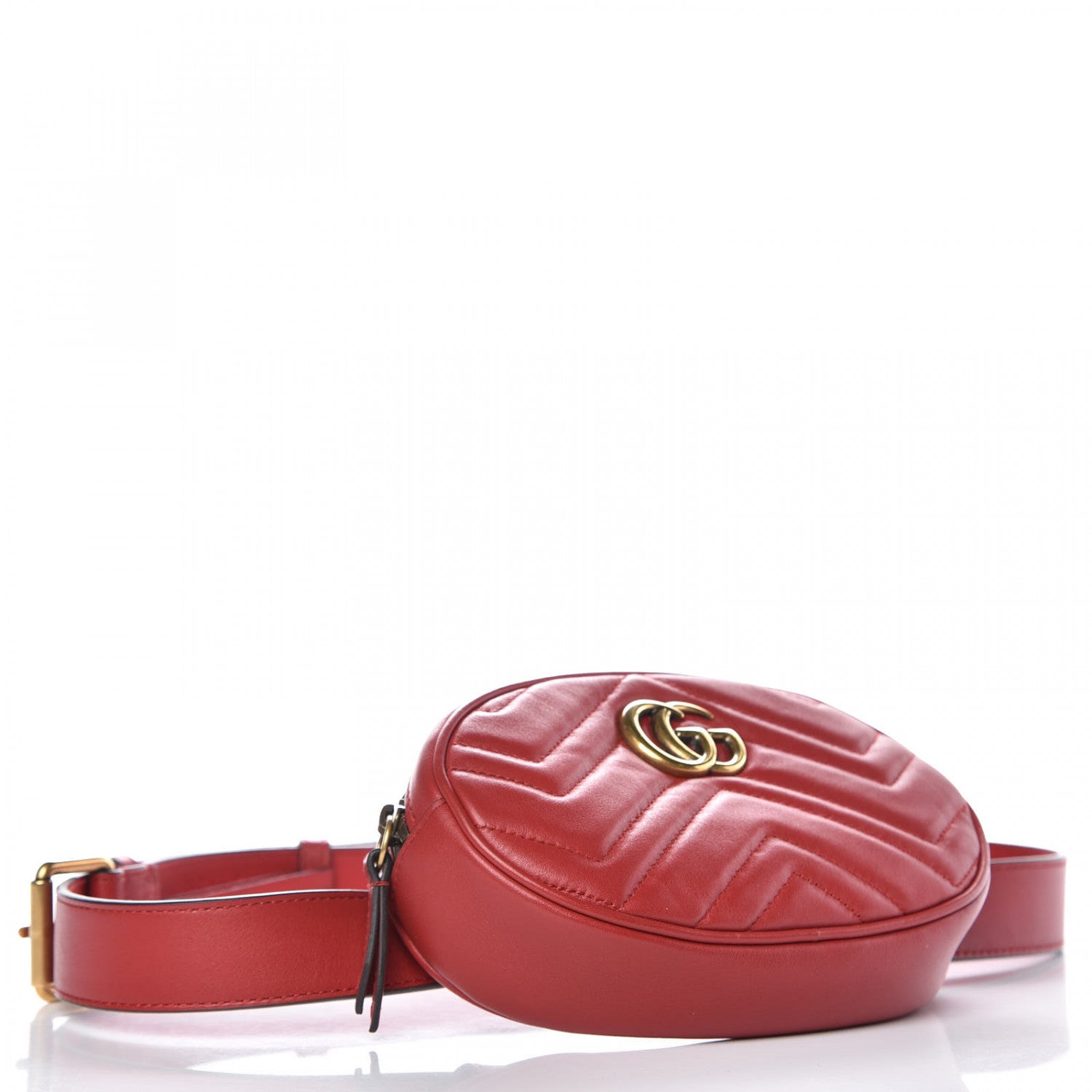 Gucci Calfskin Matelasse GG Marmont Belt Bag 95 38 Hibiscus Red 4 of 11