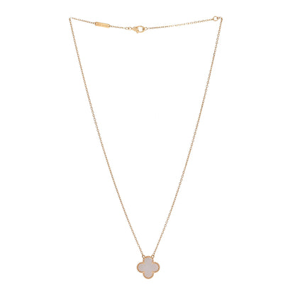 Van Cleef & Arpels 18K Yellow Gold Mother of Pearl Vintage Alhambra Pendant Necklace 3 of 6