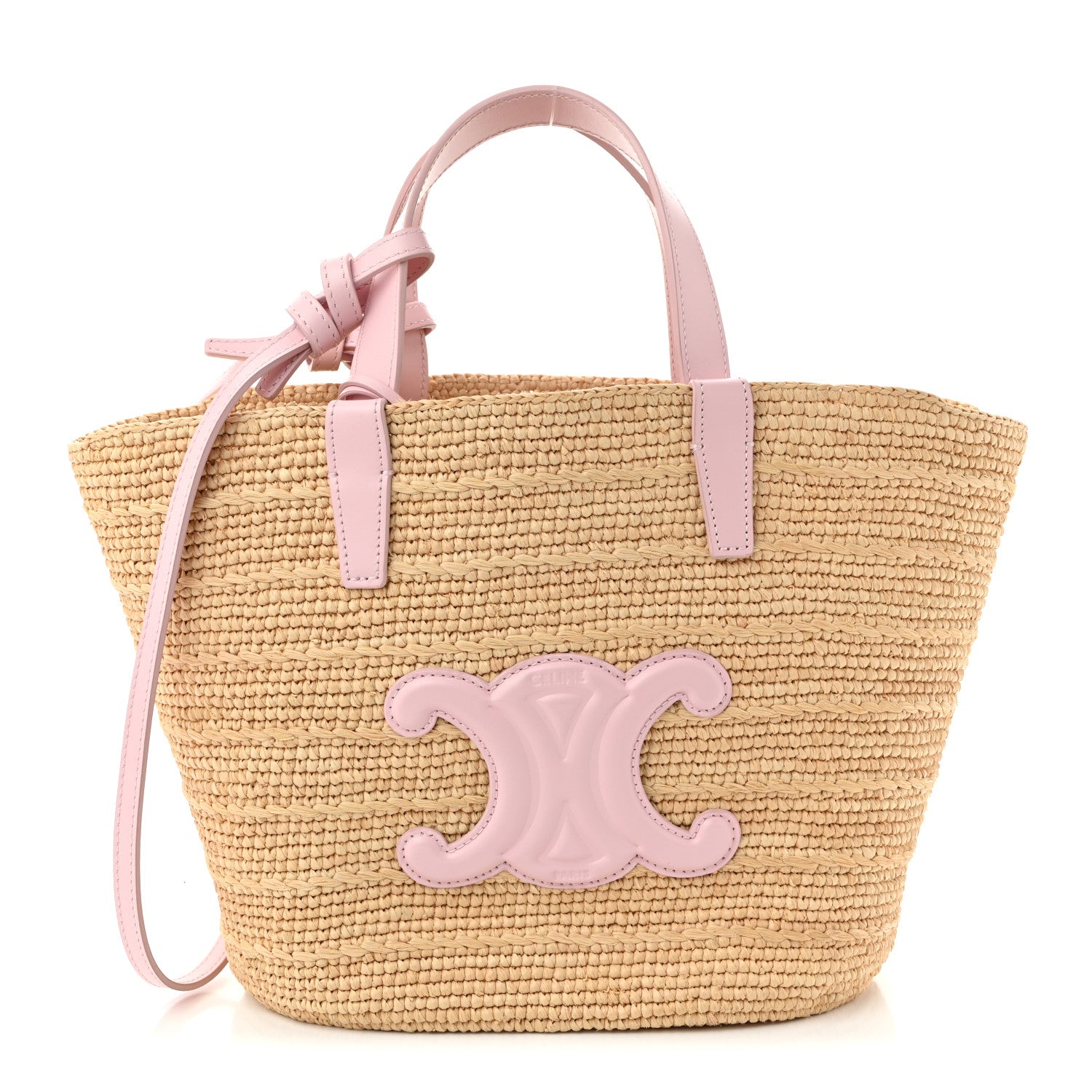 Celine Raffia Calfskin Triomphe Teen Panier Bleached Pink 1 of 9