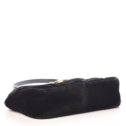 Gucci Velvet Matelasse Mini GG Marmont Shoulder Bag Black 4 of 12