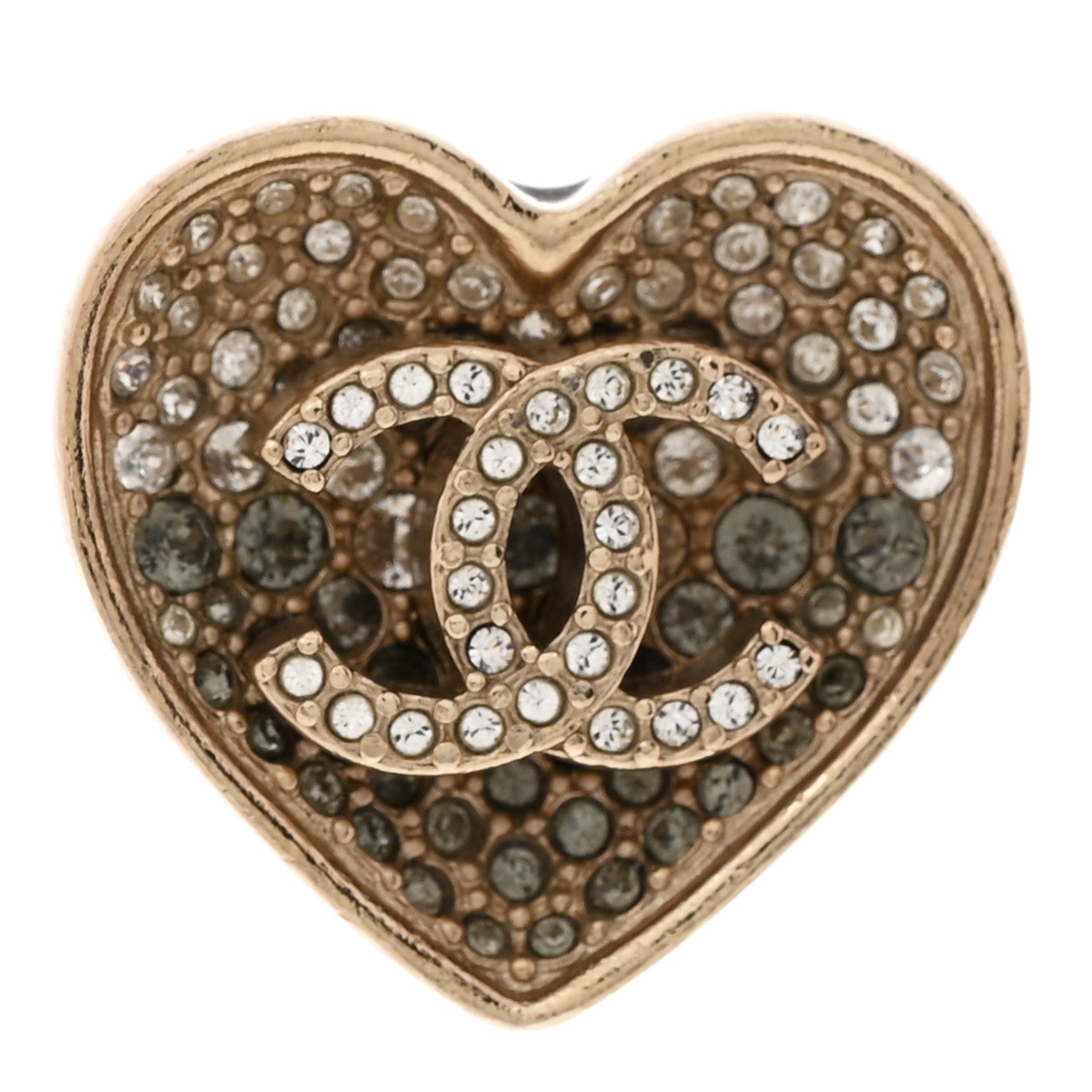 Chanel Crystal CC Resin Heart Ring Gold Black 1785233 – FASHIONPHILE