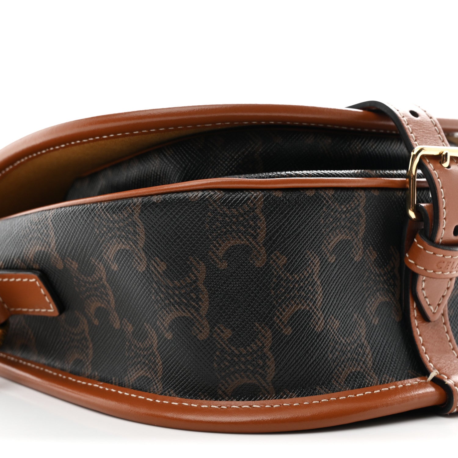 Celine Triomphe Canvas Medium Folco Bag Tan 8 of 9