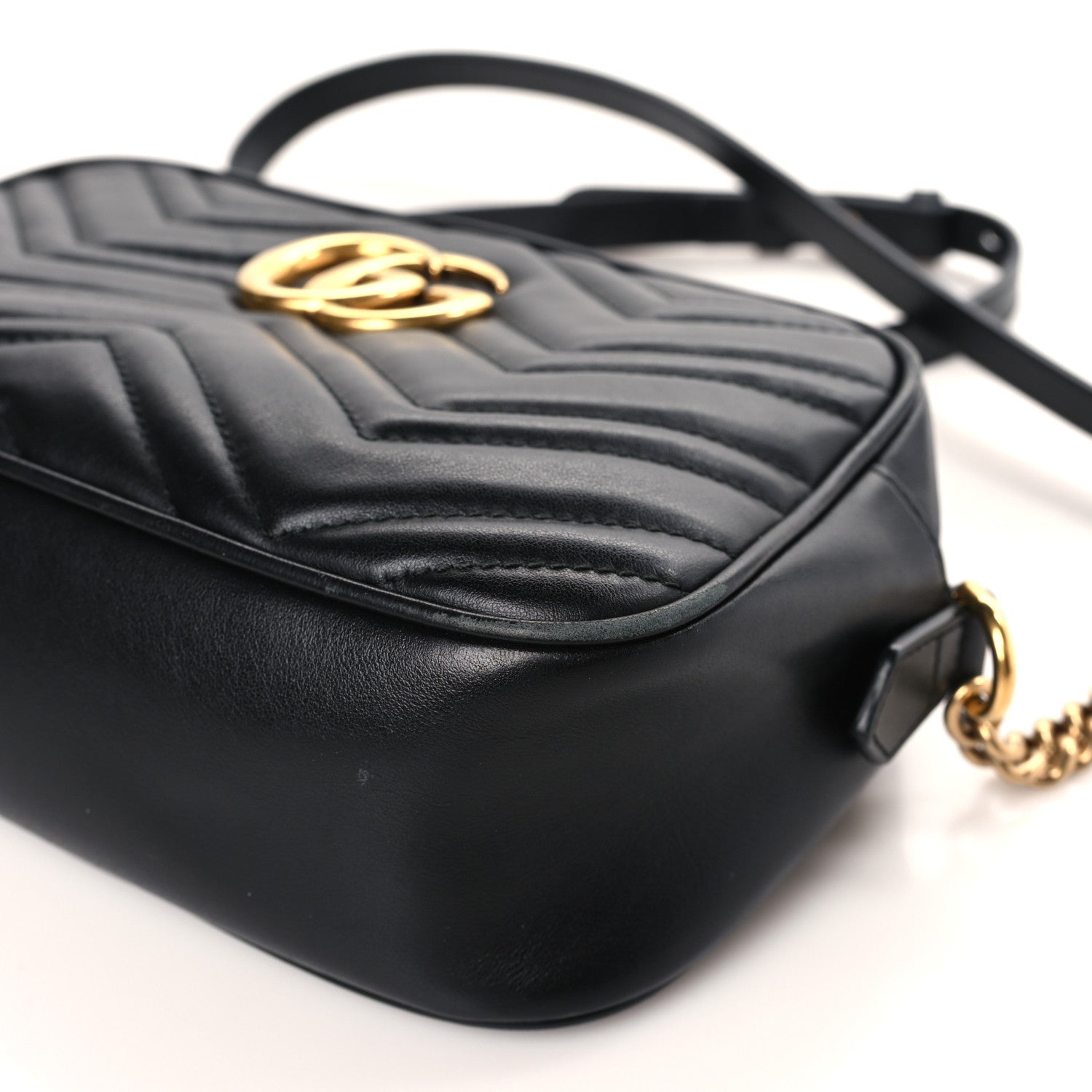 Gucci Calfskin Matelasse Small GG Marmont Chain Shoulder Bag Black 9 of 9