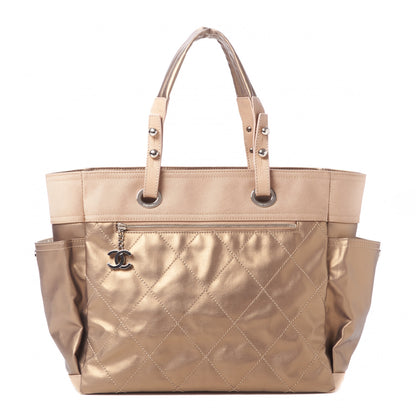 Chanel Metallic Coated Canvas Large Paris Biarritz Tote Gold 3 of 11
