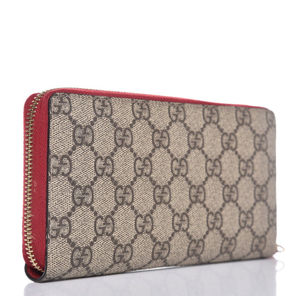 Gucci GG Supreme Monogram Angry Cat Embroidered Zip Around Wallet Red 3 of 6