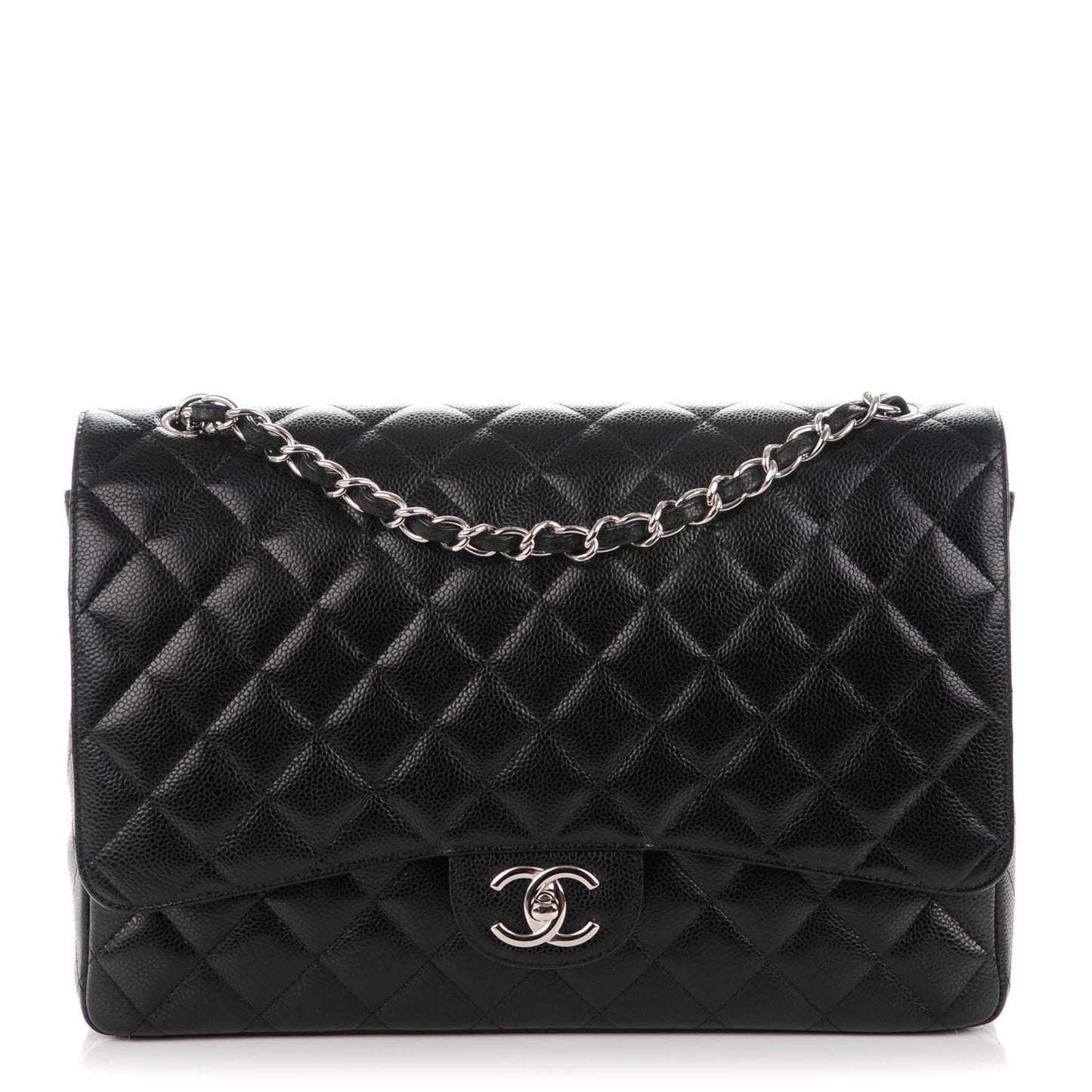 Caviar Quilted Maxi Double Flap Black