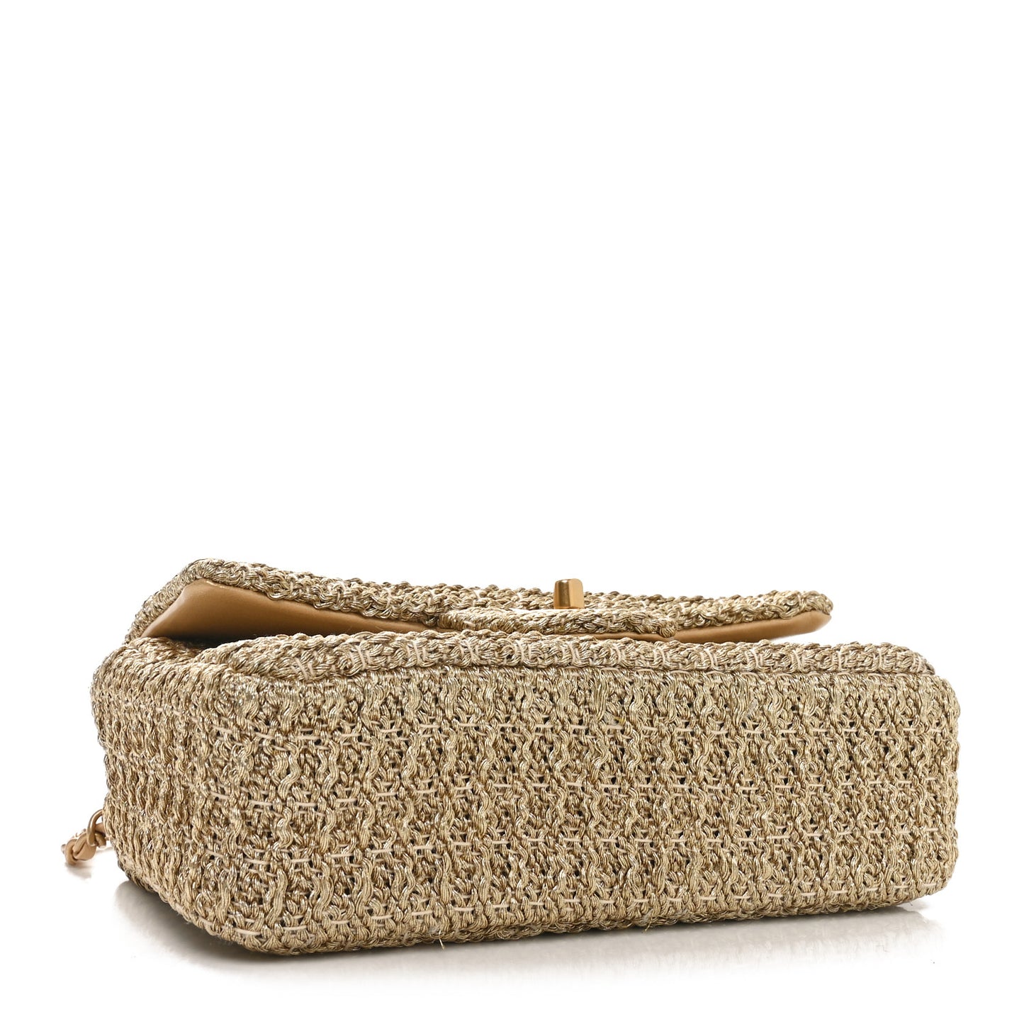 Metallic Woven Fabric Mini Rectangular Flap Gold